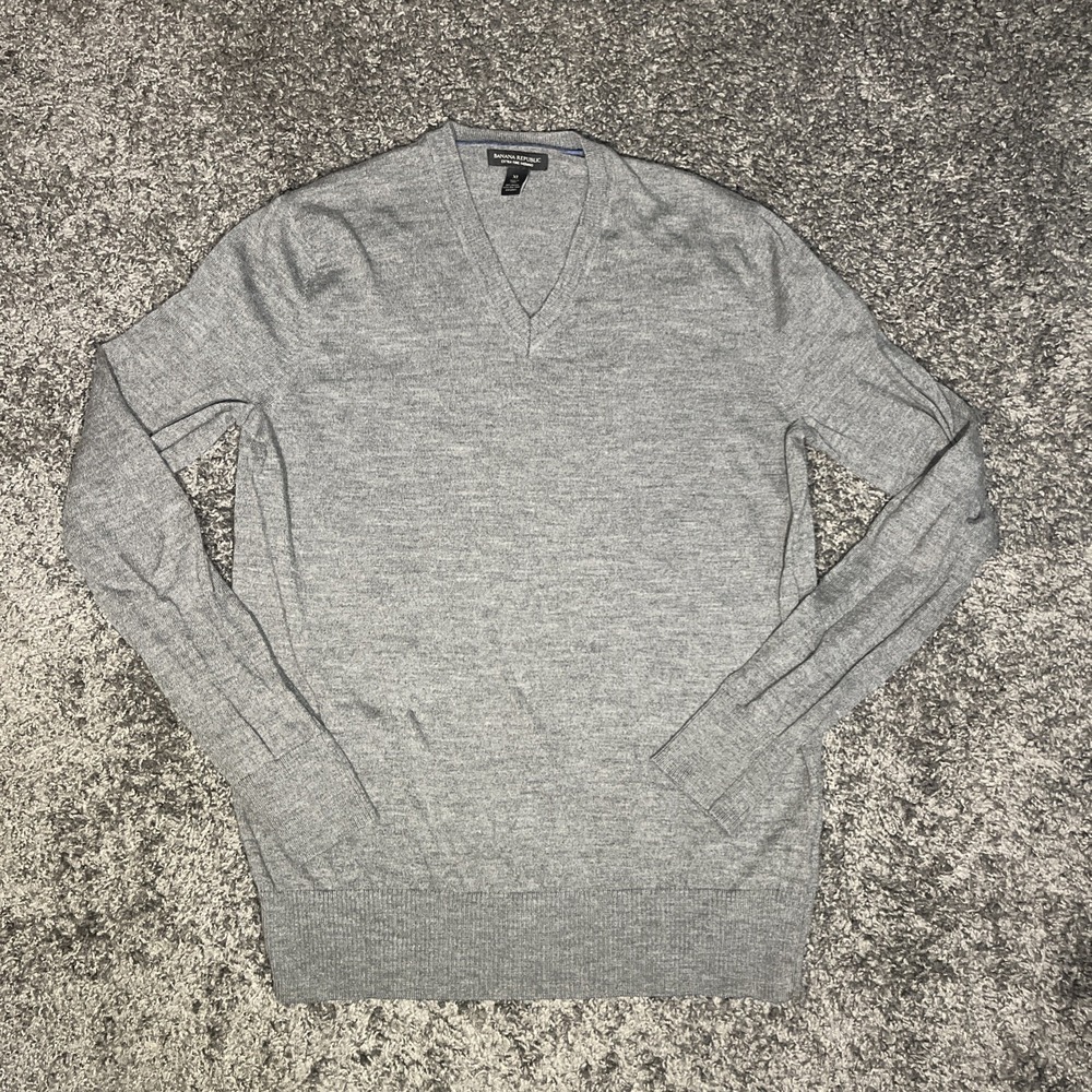 Men's Banana Republic Extra‎ Fine Moreno 100% Wool Gray Sweater